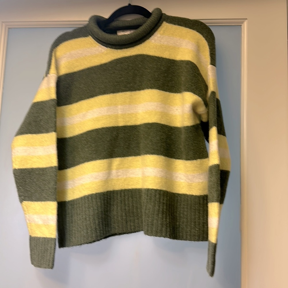 NWT Madewell Size Medium Striped green/yellow/white Sweater